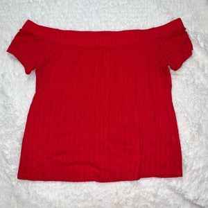 Red Off the Shoulder Blouse